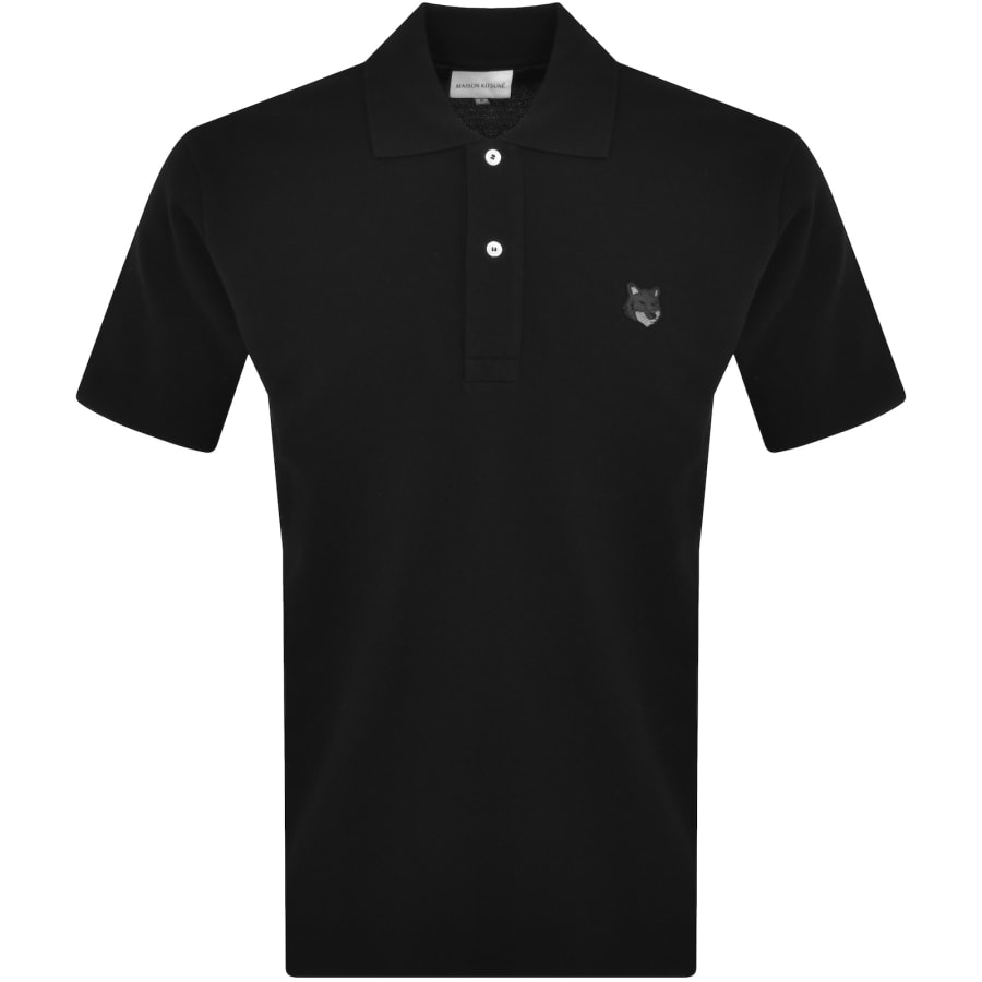 Maison Kitsune Fox Head Polo T Shirt Black Mainline Menswear Denmark